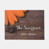 Rustikales Orange Daisy und Barnholz Fußmatte (Vorderseite)