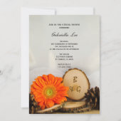 Rustikales Orange Daisy Woods Brautparty Einladung (Vorderseite)