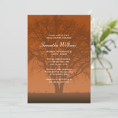 Rustikales orange Eichen-Baum-Brautparty Einladung (Stehend Vorderseite)