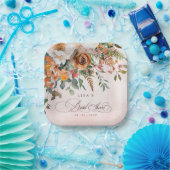 Rustikales Orange Floral Fall Brautparty Pappteller (Party)