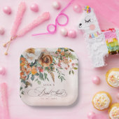 Rustikales Orange Floral Fall Brautparty Pappteller (Party)