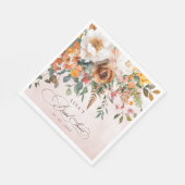 Rustikales Orange Floral Fall Brautparty Serviette (Ecke)