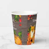 Rustikales Orange Fox Pumpkin Fall Erntedank Party Pappbecher (Links)