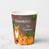 Rustikales Orange Fox Pumpkin Fall Erntedank Party Pappbecher (Vorderseite)