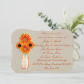 Rustikales Orange Mason Jar Probe Dinner einladen Einladung (Stehend Vorderseite)