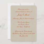 Rustikales Orange Mason Jars Probe Dinner einladen Einladung (Rückseite)