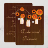 Rustikales Orange Mason Jars Probe Dinner einladen Einladung (Vorne/Hinten)