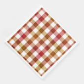 Rustikales Orange Red Pink Gingham Buffalo Kariert Serviette (Ecke)