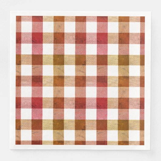 Rustikales Orange Red Pink Gingham Buffalo Kariert Serviette (Vorderseite)