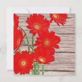 Rustikales orange Rotgerbera-Land-Brautparty Einladung (Rückseite)