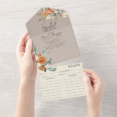 Rustikales Orange Taupe Brautparty & Rezept All In One Einladung (Abreißen)