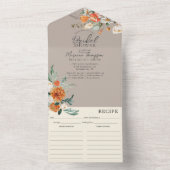 Rustikales Orange Taupe Brautparty & Rezept All In One Einladung (Innen Boden)