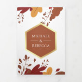 Rustikales Orange Terracotta Blätter Foliage Wedge Dreifach Gefaltete Einladung (Cover)