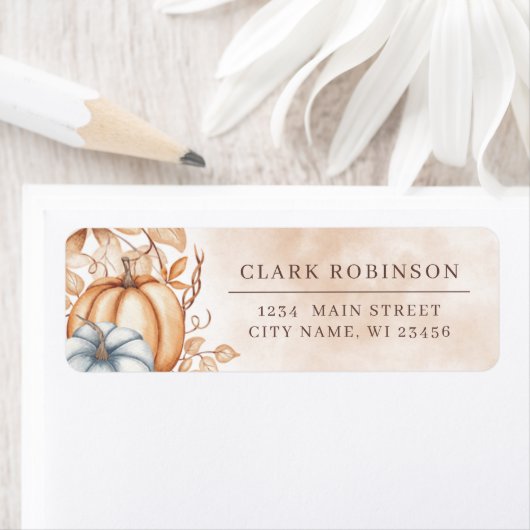 Rustikales Orange White Pumpkin-Rücksendezeichen (Insitu)