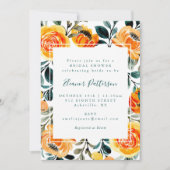 Rustikales Orangefarbenes Blume Brautparty Einladung (Vorderseite)