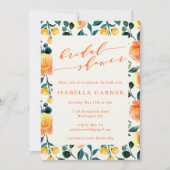 Rustikales Orangefarbenes botanisches Brautparty Einladung (Vorderseite)