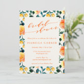 Rustikales Orangefarbenes botanisches Brautparty Einladung (Stehend Vorderseite)