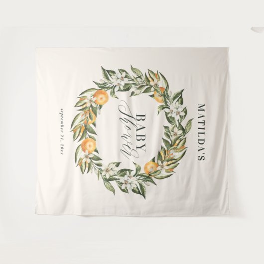 Rustikales Orangenzitrus botanisches Babydusche Pa Wandteppich (Vorderseite (Horizontal))