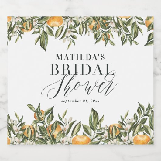 Rustikales Orangenzitrus botanisches Brautparty Pa Alkoholflaschenetikett (Einzelnes Label)