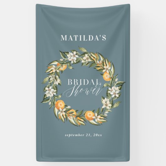 Rustikales Orangenzitrus botanisches Brautparty Pa Banner (Vertikal)