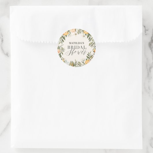 Rustikales Orangenzitrus botanisches Brautparty Pa Runder Aufkleber (Tasche)
