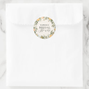 Rustikales Orangenzitrus botanisches Brautparty Pa Runder Aufkleber