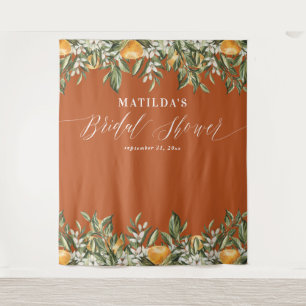 Rustikales Orangenzitrus botanisches Brautparty Pa Wandteppich