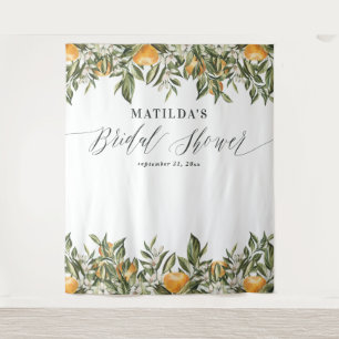 Rustikales Orangenzitrus botanisches Brautparty Pa Wandteppich