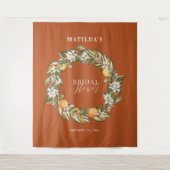 Rustikales Orangenzitrus botanisches Brautparty Pa Wandteppich (Vorderseite)