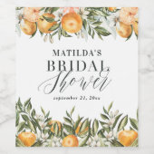 Rustikales Orangenzitrus botanisches Brautparty Pa Weinetikett (Einzelnes Label)