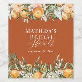 Rustikales Orangenzitrus botanisches Brautparty Pa Weinetikett (Einzelnes Label)