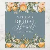 Rustikales Orangenzitrus botanisches Brautparty Pa Weinetikett (Einzelnes Label)