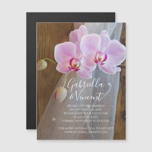 Rustikales Orchid-Elegance Wedding Save the Date Magneteinladung