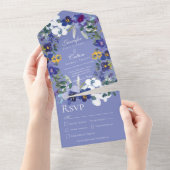 Rustikales Orchid Wreath Periwinkle Abendessen All In One Einladung (Abreißen)