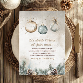 "Rustikales Ornament Weihnachten Party | Blue & Go Einladung