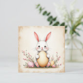 Rustikales Osterhase und Eier Feiertagskarte (Stehend Vorderseite)