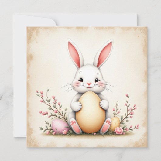 Rustikales Osterhase und Eier Feiertagskarte (Vorderseite)