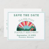 Rustikales Outdoor Family Wiedersehen Save the Dat Postkarte (Vorne/Hinten)