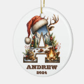 Rustikales Outdoor Letter A Holiday Adventure Keramik Ornament (Links)