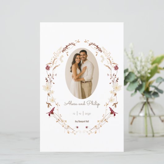 Rustikales Oval Foto Botanisches Kleider Programm (Stehend Vorderseite)