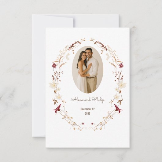 Rustikales, ovales Foto Dankeskarte (Vorderseite)