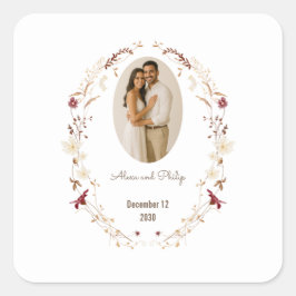 Rustikales, ovales Foto Quadratischer Aufkleber