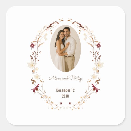 Rustikales, ovales Foto Quadratischer Aufkleber (Vorderseite)