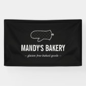Rustikales Oven-Mitt-Logo auf Schwarz für Bäckerei Banner (Horizontal)