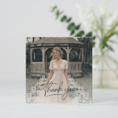 Rustikales Overlay-Foto-Brautparty Dankeskarte (Stehend Vorderseite)