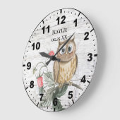 Rustikales Owl auf Strawberry Pflanze Stallholz Große Wanduhr (Winkel)