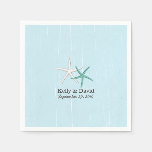 Rustikales Paar von Starfish Light Blue Beach Hoch Serviette (Vorderseite)