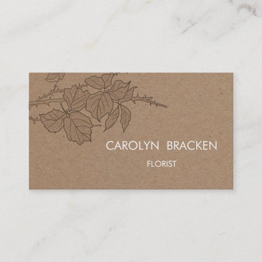 Rustikales Packpapier-Blätter Browns Visitenkarte (Vorderseite)