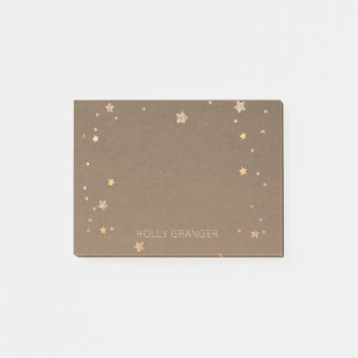 Rustikales Packpapier-Gold Browns Hat mit Post-it Klebezettel