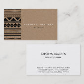 Rustikales Packpapier-Stammes- aztekisches Muster Visitenkarte (Vorne/Hinten)